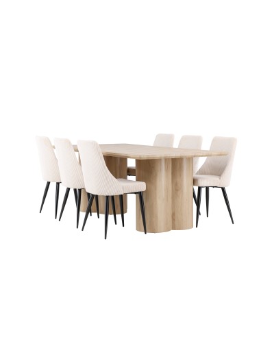 Matgrupp Olivia med Leone matstolar, 210 × 100 cm