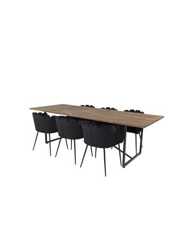 Matgrupp Padang med Limhamn matstolar, 250 × 100 cm