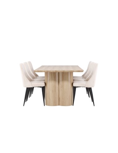 Matgrupp Olivia med Leone matstolar, 210 × 100 cm