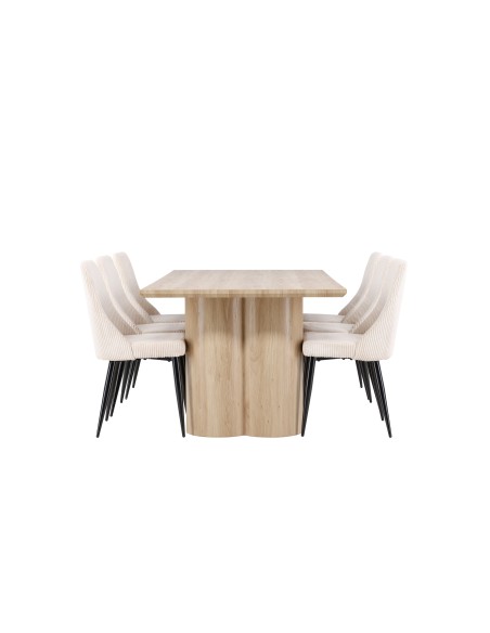 Matgrupp Olivia med Leone matstolar, 210 × 100 cm