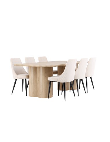 Matgrupp Olivia med Leone matstolar, 210 × 100 cm