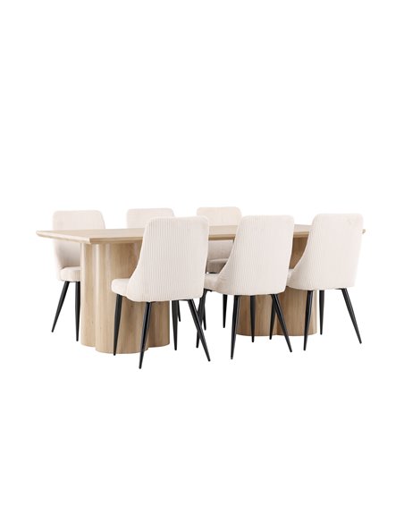 Matgrupp Olivia med Leone matstolar, 210 × 100 cm