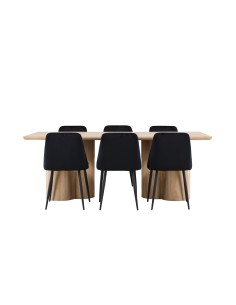 Matgrupp Olivia med Night matstolar, 210 × 100 cm