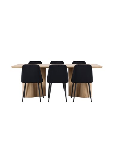 Matgrupp Olivia med Night matstolar, 210 × 100 cm