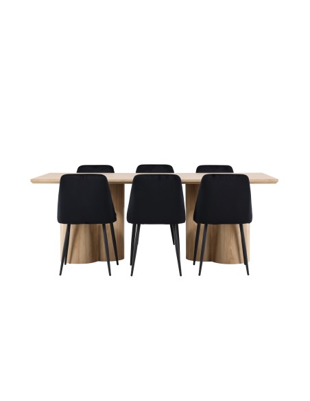 Matgrupp Olivia med Night matstolar, 210 × 100 cm