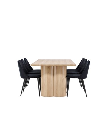 Matgrupp Olivia med Night matstolar, 210 × 100 cm