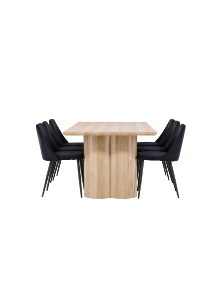 Matgrupp Olivia med Night matstolar, 210 × 100 cm
