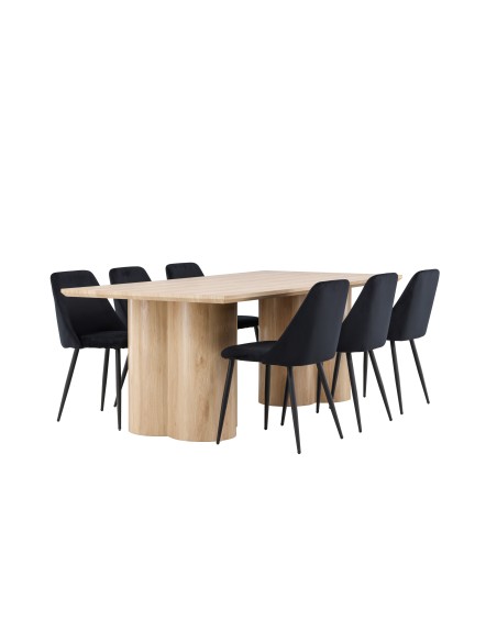 Matgrupp Olivia med Night matstolar, 210 × 100 cm