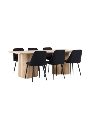 Matgrupp Olivia med Night matstolar, 210 × 100 cm