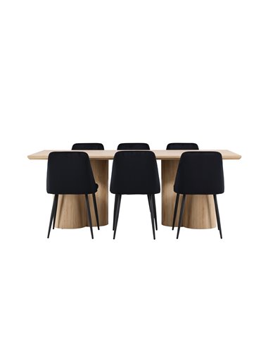 Matgrupp Olivia med Night matstolar, 210 × 100 cm