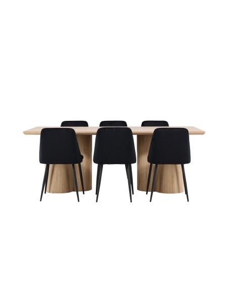 Matgrupp Olivia med Night matstolar, 210 × 100 cm