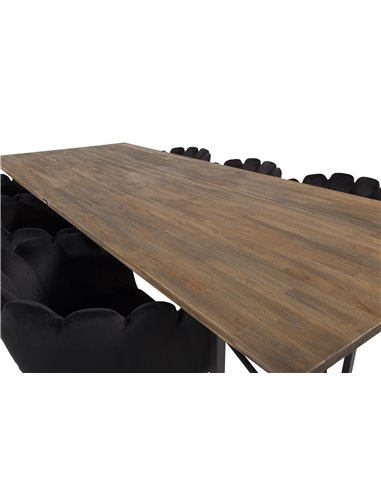 Matgrupp Padang med Limhamn matstolar, 250 × 100 cm