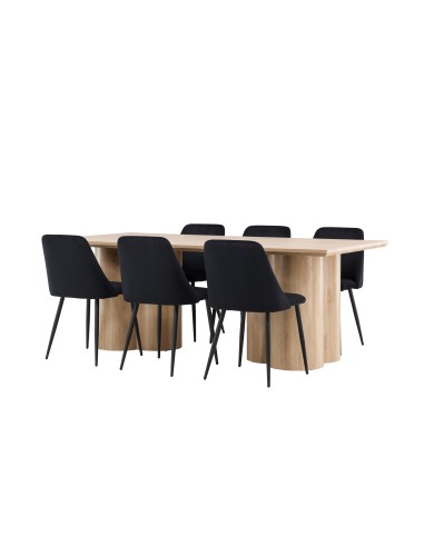 Matgrupp Olivia med Night matstolar, 210 × 100 cm