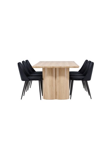 Matgrupp Olivia med Night matstolar, 210 × 100 cm