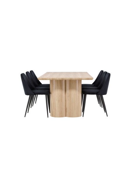Matgrupp Olivia med Night matstolar, 210 × 100 cm