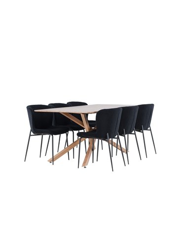 Matgrupp Piazza med Modesto matstolar, 180 × 90 cm