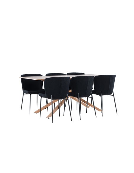 Matgrupp Piazza med Modesto matstolar, 180 × 90 cm