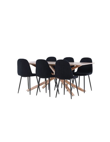 Matgrupp Piazza med Polar matstolar, 180 × 90 cm