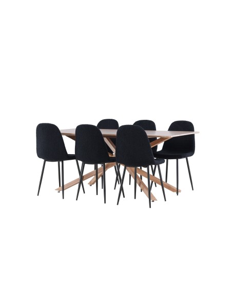 Matgrupp Piazza med Polar matstolar, 180 × 90 cm