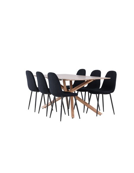 Matgrupp Piazza med Polar matstolar, 180 × 90 cm