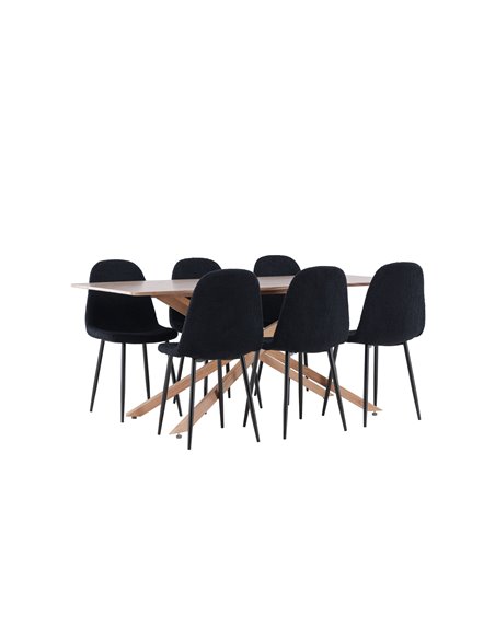 Matgrupp Piazza med Polar matstolar, 180 × 90 cm