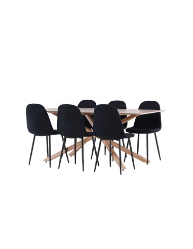 Matgrupp Piazza med Polar matstolar, 180 × 90 cm