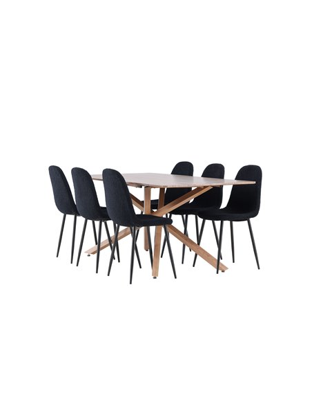 Matgrupp Piazza med Polar matstolar, 180 × 90 cm