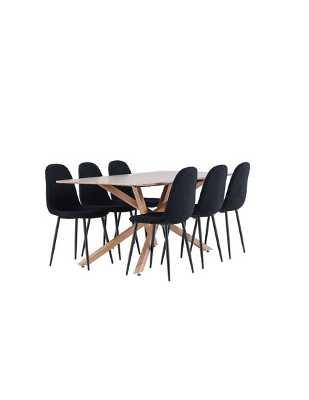 Matgrupp Piazza med Polar matstolar, 180 × 90 cm