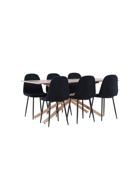 Matgrupp Piazza med Polar matstolar, 180 × 90 cm