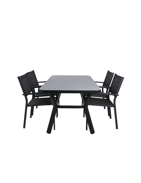 Matgrupp Virya med Copacabana matstolar, 160 × 90 cm