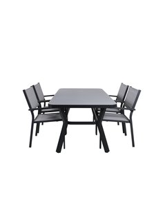Matgrupp Virya med Copacabana matstolar, 160 × 90 cm