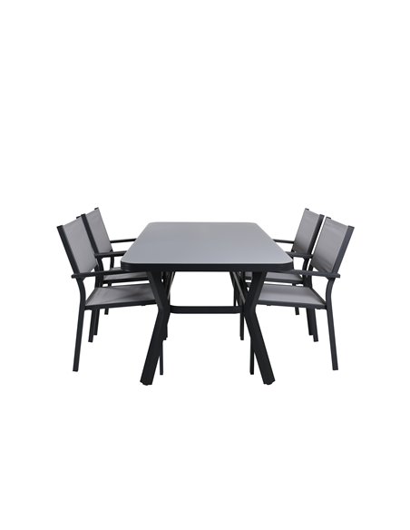 Matgrupp Virya med Copacabana matstolar, 160 × 90 cm