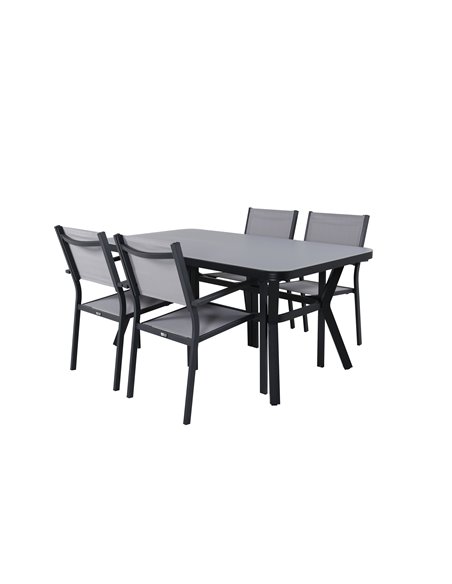 Matgrupp Virya med Copacabana matstolar, 160 × 90 cm