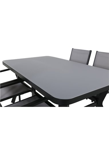 Matgrupp Virya med Copacabana matstolar, 160 × 90 cm