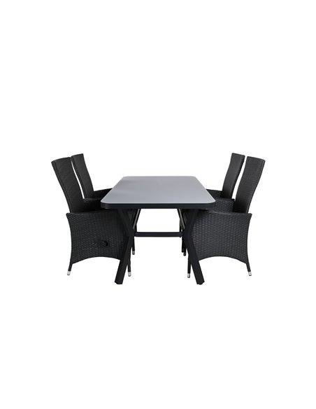 Matgrupp Virya med Padova matstolar, 160 × 90 cm