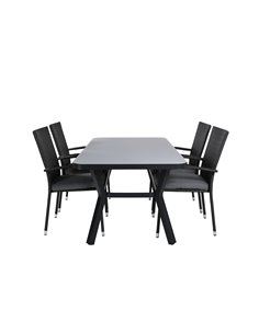 Matgrupp Virya med Anna matstolar, 160 × 90 cm