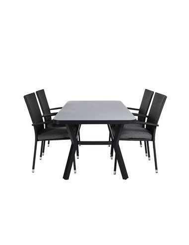 Matgrupp Virya med Anna matstolar, 160 × 90 cm