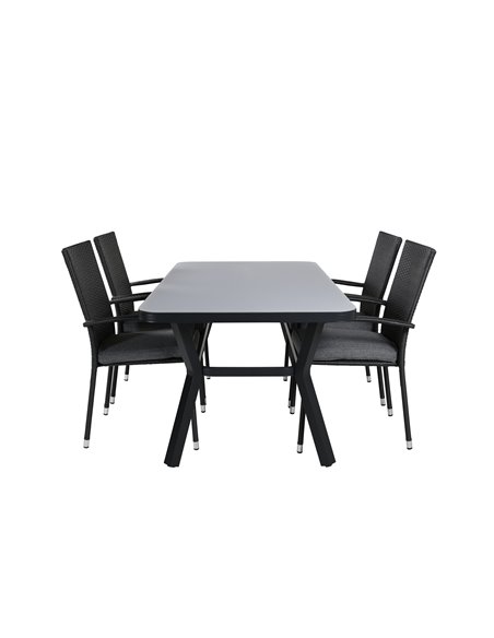 Matgrupp Virya med Anna matstolar, 160 × 90 cm