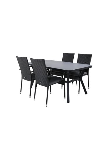 Matgrupp Virya med Anna matstolar, 160 × 90 cm