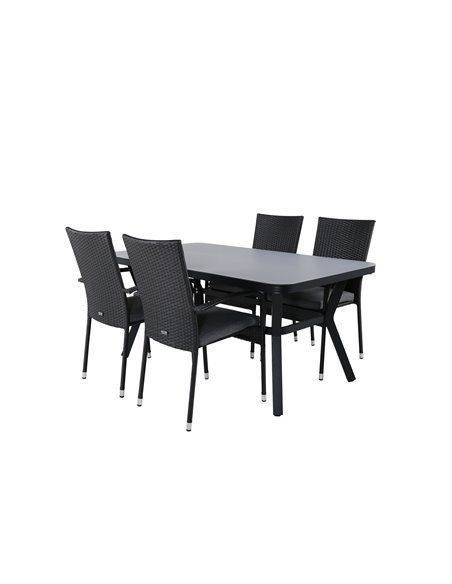 Matgrupp Virya med Anna matstolar, 160 × 90 cm