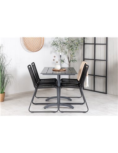 Matgrupp Denver med Lindos matstolar, 120 × 69 cm