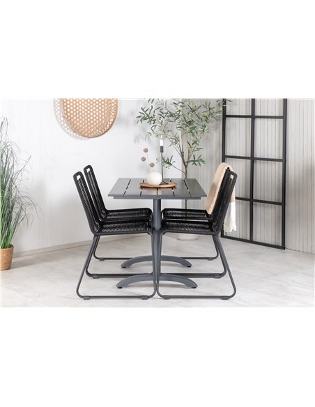 Matgrupp Denver med Lindos matstolar, 120 × 69 cm