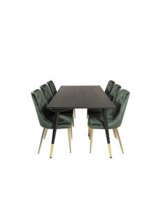 Matgrupp Dipp med Velvet Deluxe matstolar, 180 × 90 cm