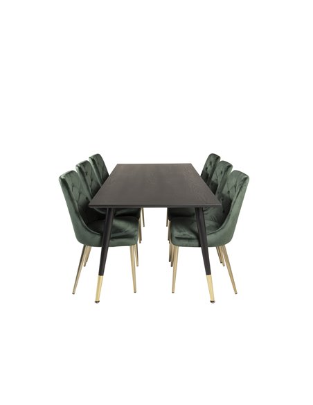 Matgrupp Dipp med Velvet Deluxe matstolar, 180 × 90 cm