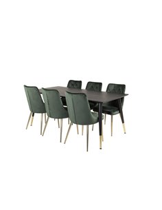 Matgrupp Dipp med Velvet Deluxe matstolar, 180 × 90 cm 2