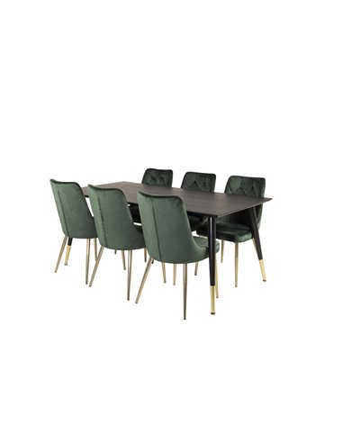 Matgrupp Dipp med Velvet Deluxe matstolar, 180 × 90 cm