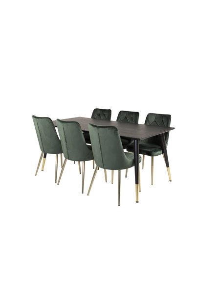 Matgrupp Dipp med Velvet Deluxe matstolar, 180 × 90 cm