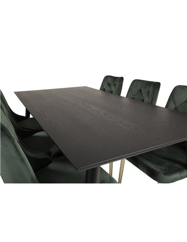 Matgrupp Dipp med Velvet Deluxe matstolar, 180 × 90 cm