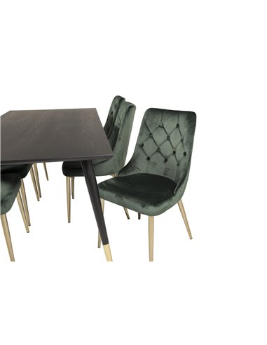 Matgrupp Dipp med Velvet Deluxe matstolar, 180 × 90 cm