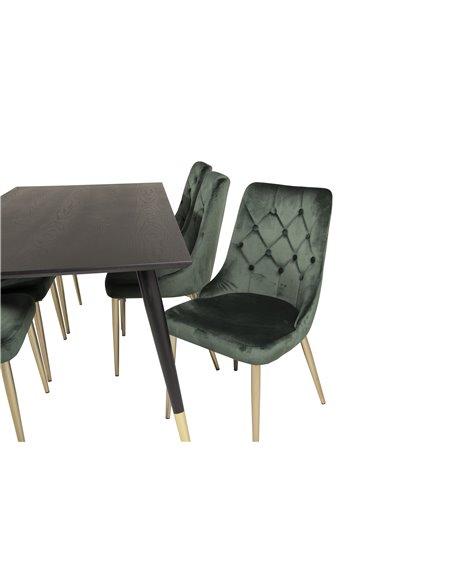 Matgrupp Dipp med Velvet Deluxe matstolar, 180 × 90 cm